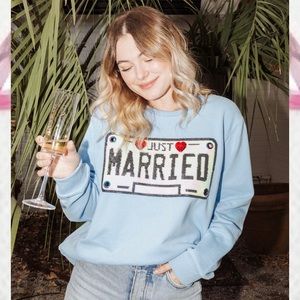 Queen of Sparkles “Just Married” Sequin Top, Small